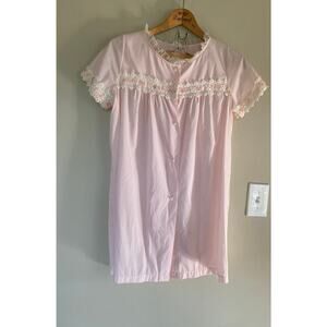 ALEPIN vintage babydoll dress nightgown coquette lace  buttons size small pink